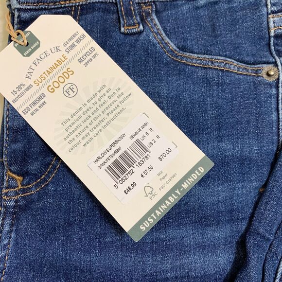 FAT FACE HARLOW Super Skinny Blue Wash Denim Jeans US Sz 2 NWT - Picture 4 of 12